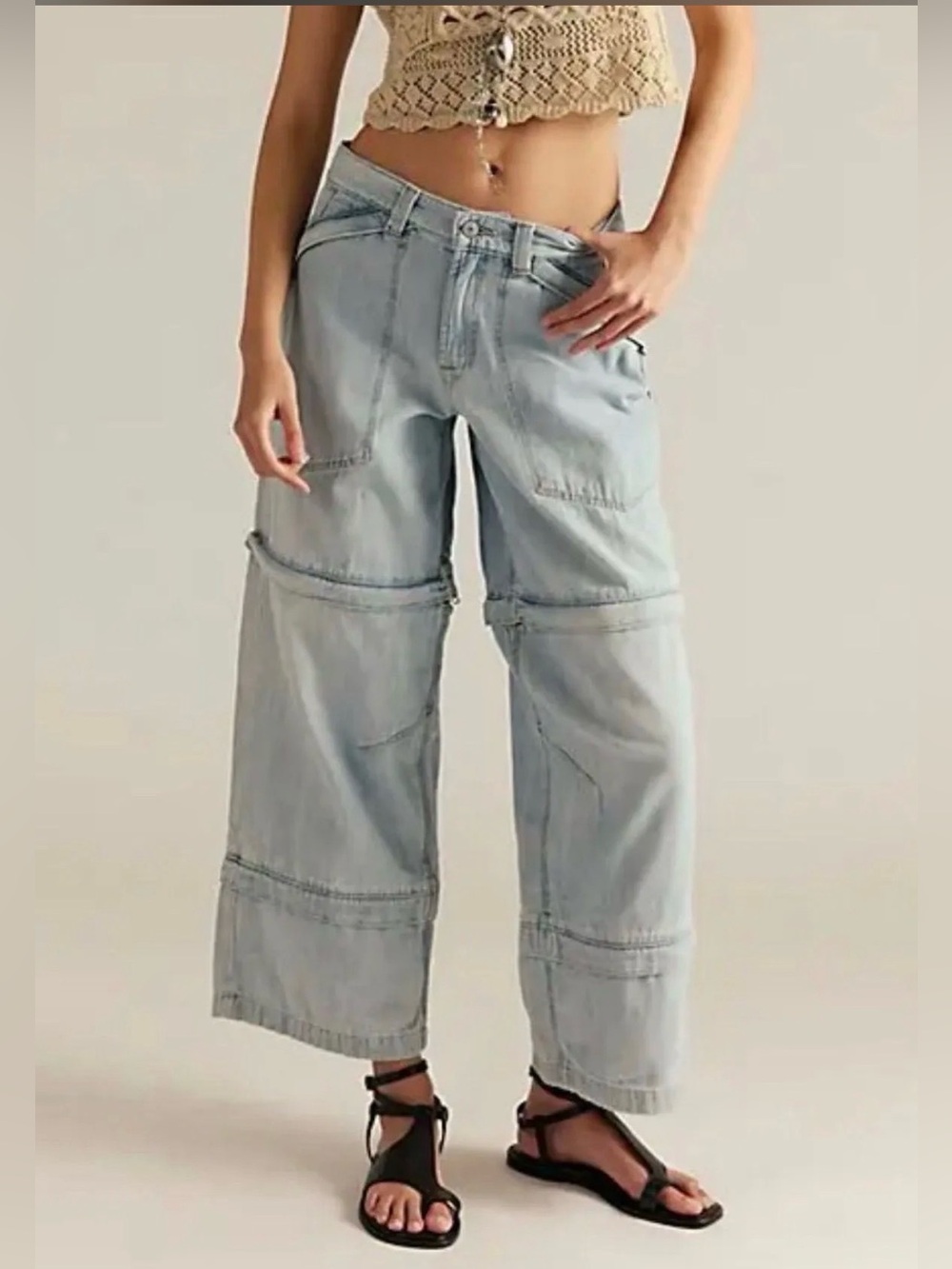 Free People We The Free Trailblazer Convertible Zip Jeans Size 24 NWT